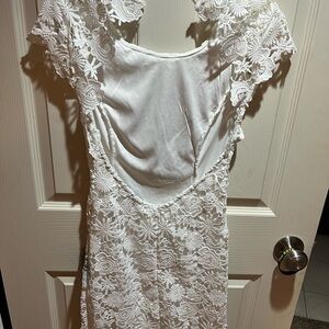 Lulu's White Crochet Lace Dress